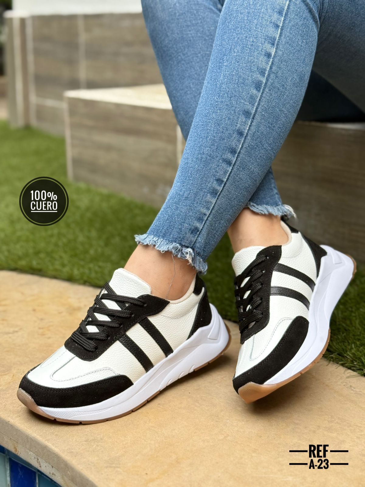 Tenis en cuero para dama Kioto