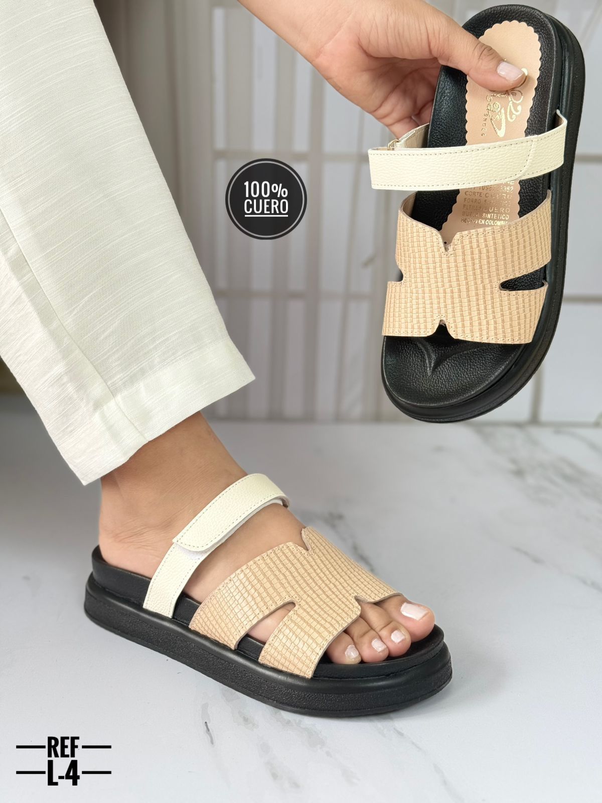 Sandalia en cuero para dama Emira