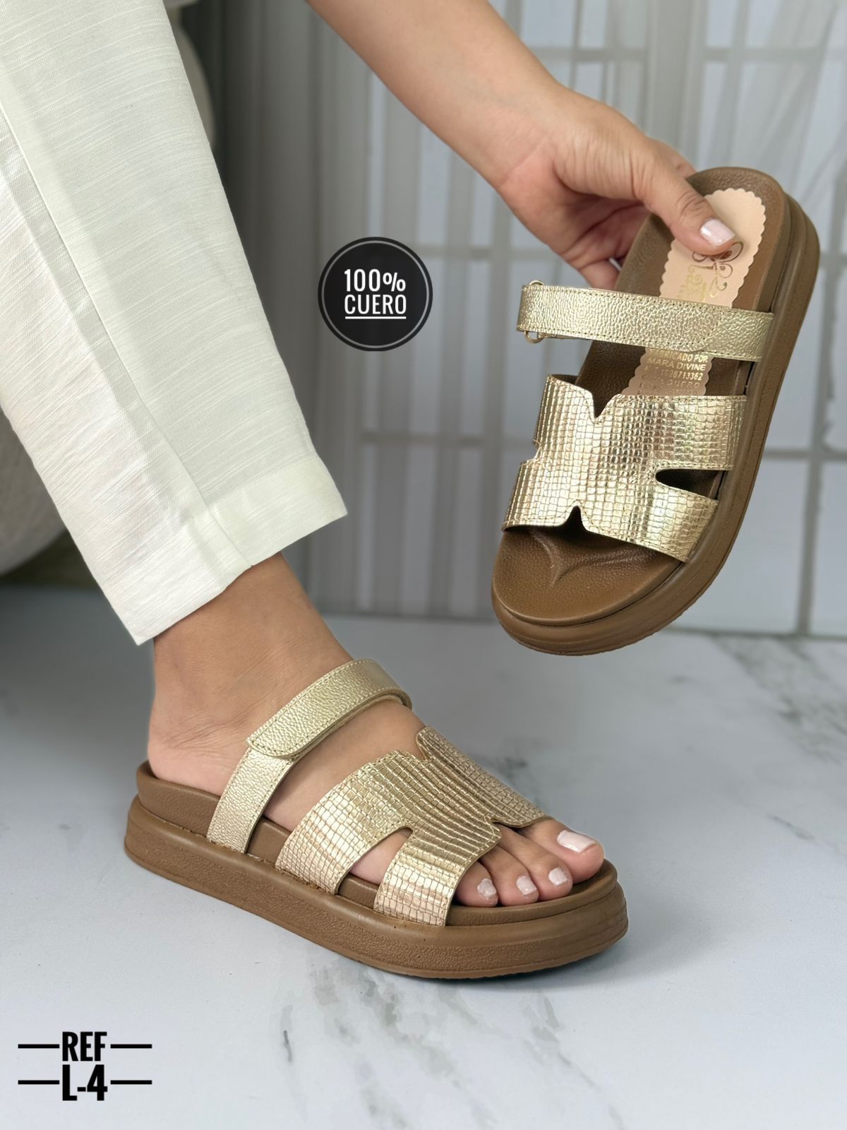 Sandalia en cuero para dama Emira