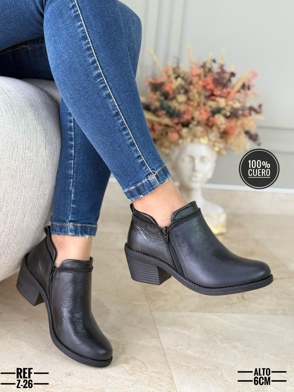 Botines en cuero para dama Adri