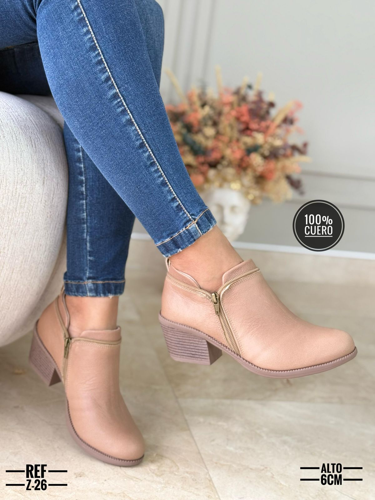 Botines en cuero para dama Adri