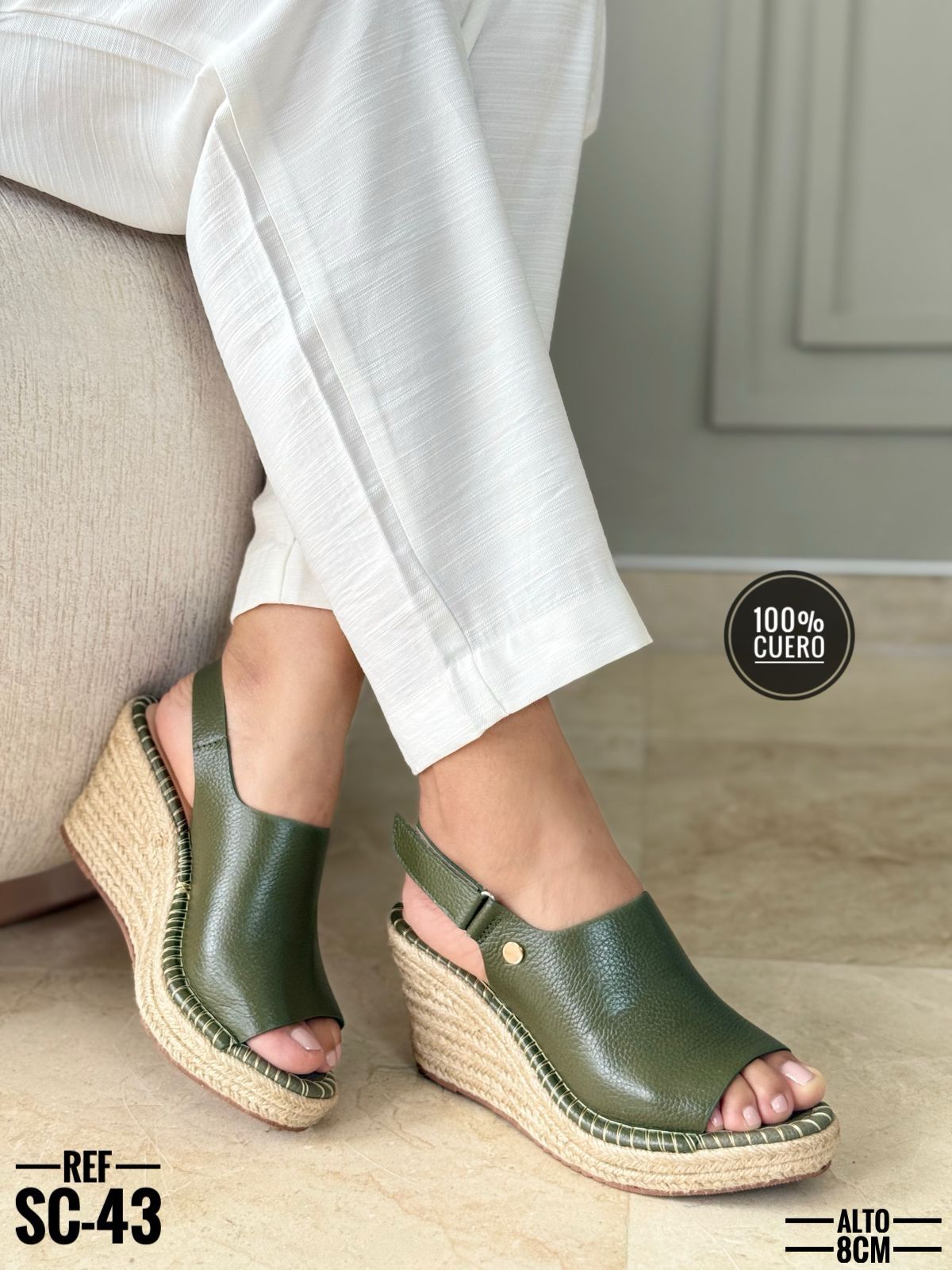 Plataforma en cuero para dama Renéy