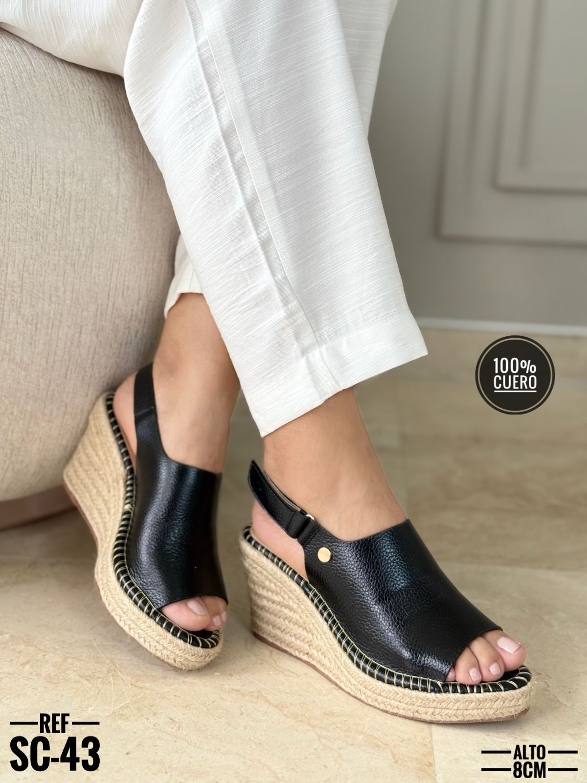 Plataforma en cuero para dama Renéy