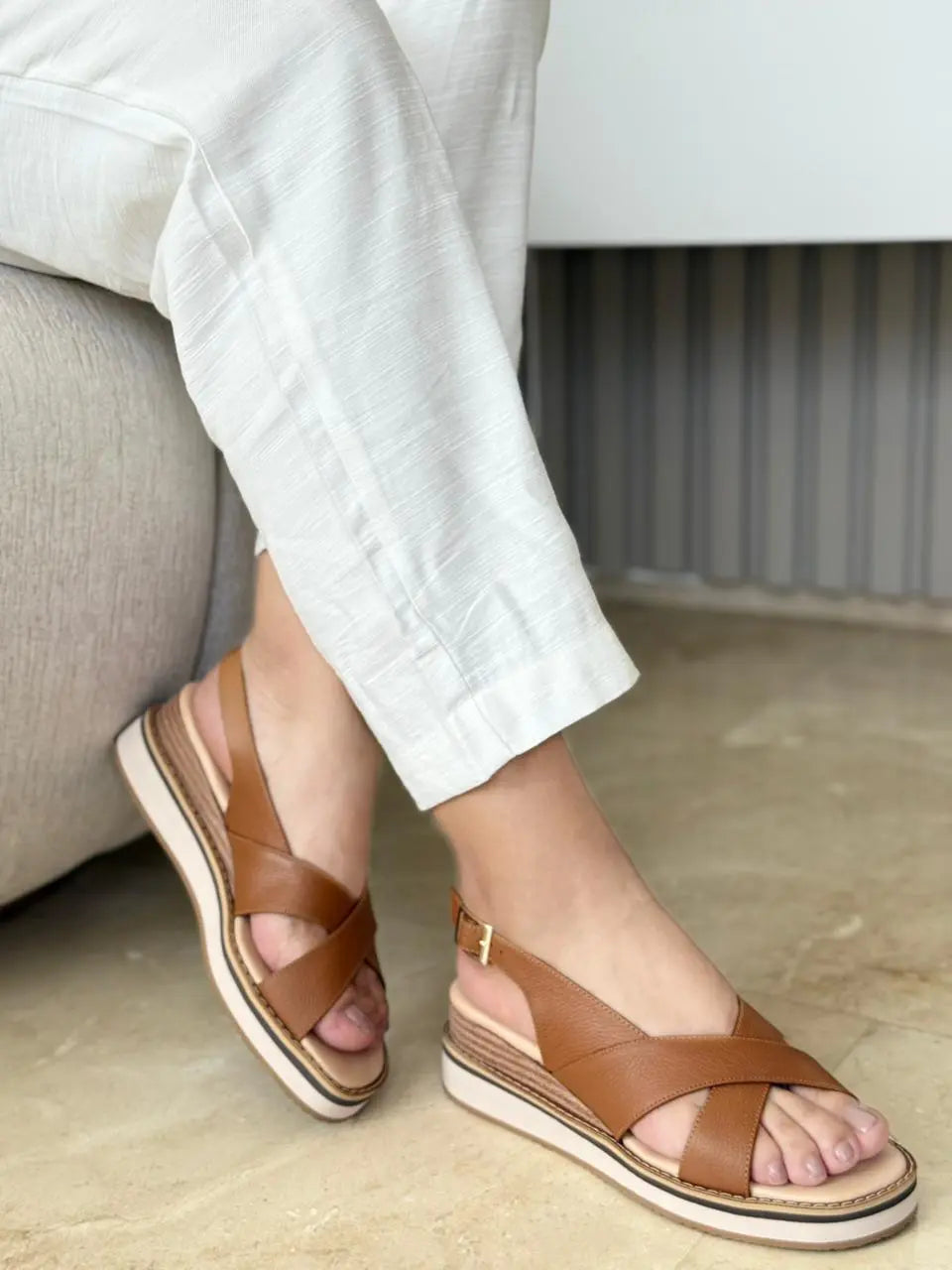 Sandalias en cuero para dama Milán